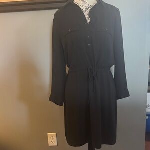 LOFT Elegant Black Long Sleeve Dress